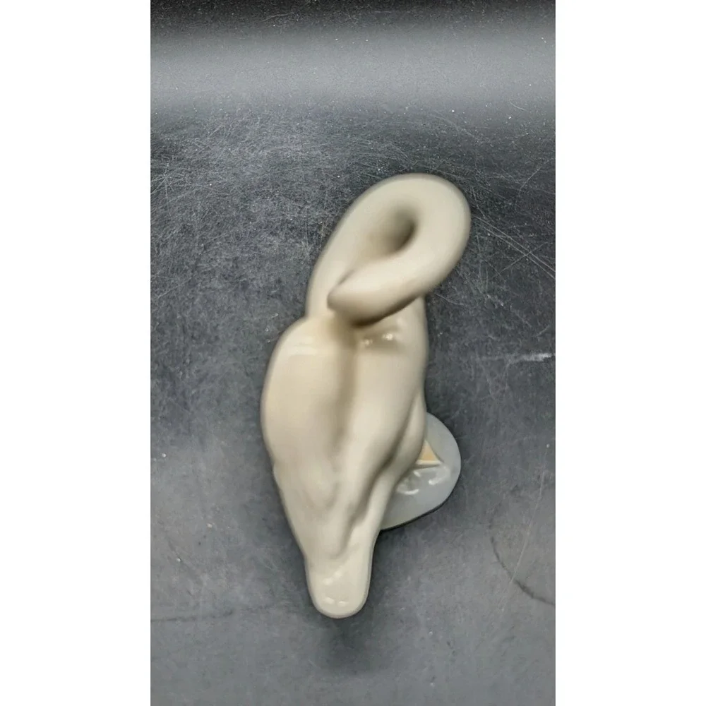 Lladro Porcelain Swan Figurine Preening Bird West Germany Vintage Grey White 3